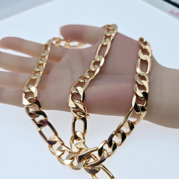 "Thick Rose Gold Figaro Chain Necklace for Men & Women, 24 Inch, XPNL0085 - Picture 12 of 12